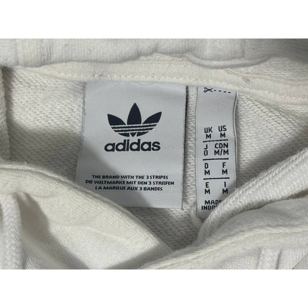 Adidas Originals Trefoil Hoodie Men Medium White Black Big Logo Pullover - Picture 5 of 5
